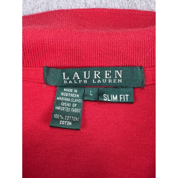 LAUREN Ralph Lauren Polo Shirt Mens L Custom Red Slim Fit Short Sleeve Preppy - Picture 8 of 12